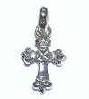 Photo11: 1/16  Long 4 Heart Crown Cross With H.W.O Pendant [Platinum finish] (11)