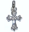 Photo2: 1/16  Long 4 Heart Crown Cross With H.W.O Pendant [Platinum finish] (2)