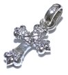 Photo4: 1/16  Long 4 Heart Crown Cross With H.W.O Pendant [Platinum finish] (4)