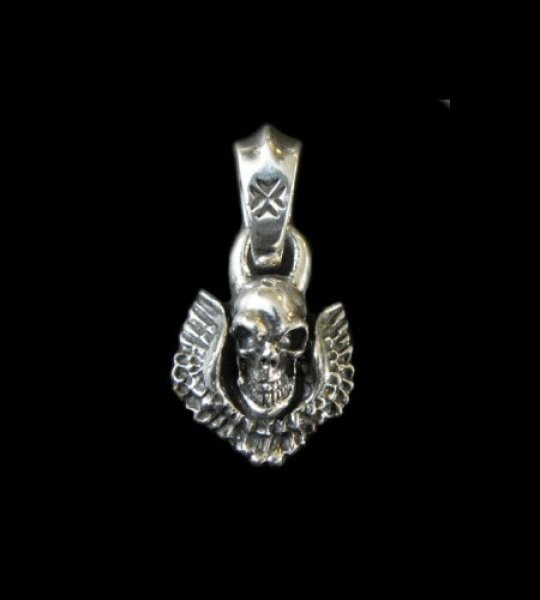 Photo1: Quarter Skull Wing Pendant (1)