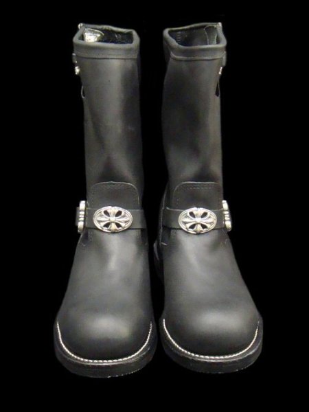 Photo1: Long Boots with Cross Oval (1)