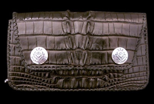 Photo1: Crocodile Tail Piece Biker Wallet (1)