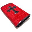 Photo3: Crocodile Flank Cross Inlay Elephant Wallet (3)