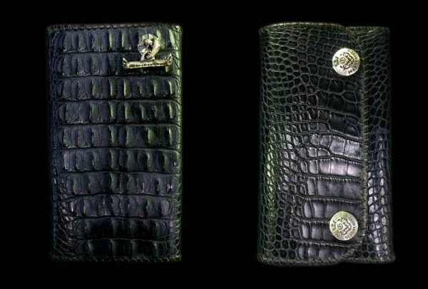 Photo1: Crocodile Horn Back Long Wallet (1)