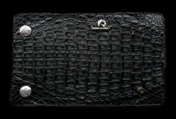 Photo1: Crocodile Horn Back Long Wallet (1)