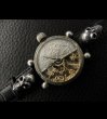 Photo6: ELIDA Vintage Skeleton Watch With 2Skull Pins Band (6)