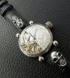 Photo2: ELIDA Vintage Skeleton Watch With 2Skull Pins Band (2)