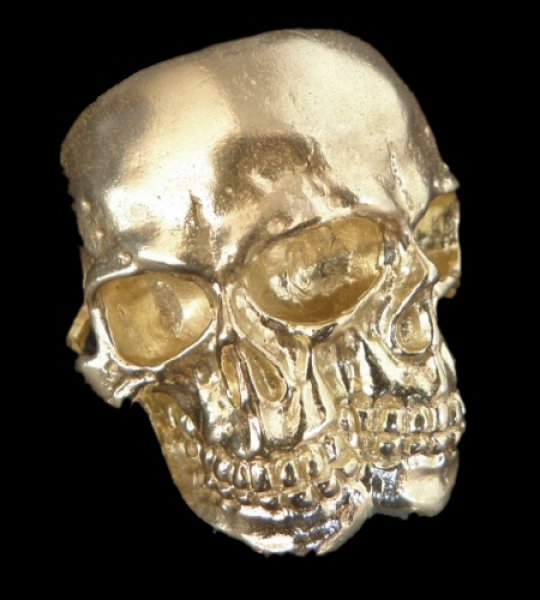 Photo1: Xconz Collaboration Gold Double Face Medium Lage Skull Ring (1)