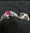 Photo17: Pink Sapphire Devil Skull Triangle Wire Bangle 2Finger Ring (17)