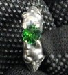 Photo18: Green Garnet Quarter Devil Skull Triangle Wire Bangle Ring (18)