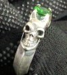 Photo9: Green Garnet Quarter Devil Skull Triangle Wire Bangle Ring (9)