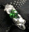 Photo6: Green Garnet Quarter Devil Skull Triangle Wire Bangle Ring (6)