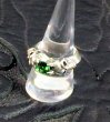 Photo2: Green Garnet Quarter Devil Skull Triangle Wire Bangle Ring (2)