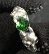 Photo17: Green Garnet Quarter Devil Skull Triangle Wire Bangle Ring (17)