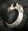 Photo14: Green Garnet Quarter Devil Skull Triangle Wire Bangle Ring (14)