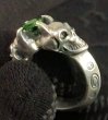 Photo11: Green Garnet Quarter Devil Skull Triangle Wire Bangle Ring (11)