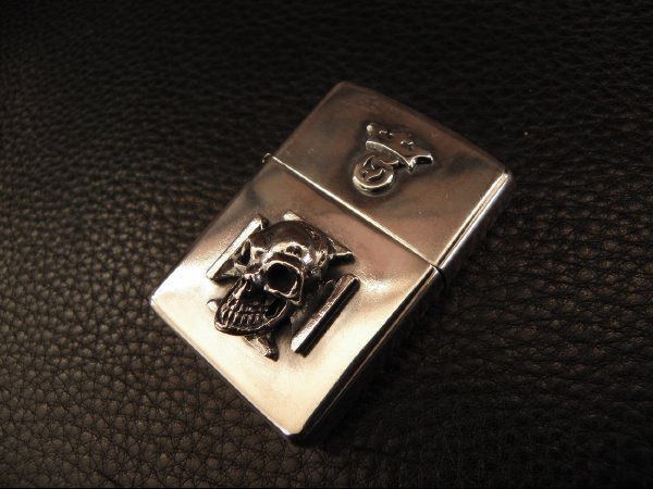 Photo1: G Crown & Iron Cross Skull On Lighter (1)