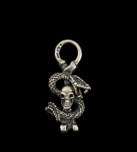 Photo1: Quarter Skull On Snake Pendant (1)