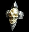 Photo1: 18k Gold Skull with Spike Ring (1)