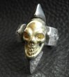 Photo3: 18k Gold Skull with Spike Ring (3)