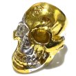 Photo7: Pure Gold Wrap Medium Large Skull Ring With Jaw Platinum Finish (7)