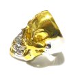 Photo10: Pure Gold Wrap Medium Large Skull Ring With Jaw Platinum Finish (10)