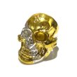 Photo3: Pure Gold Wrap Medium Large Skull Ring With Jaw Platinum Finish (3)
