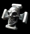 Photo1: Skull On Square Hammer Cross Ring (1)