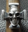 Photo2: Skull On Square Hammer Cross Ring (2)