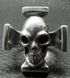 Photo10: Skull On Square Hammer Cross Ring (10)