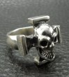 Photo5: Half Skull On Square Hammer Cross Ring (5)