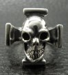 Photo4: Half Skull On Square Hammer Cross Ring (4)