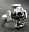 Photo3: Half Skull On Square Hammer Cross Ring (3)