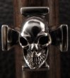 Photo6: Half Skull On Square Hammer Cross Ring (6)