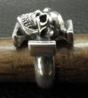 Photo10: Quarter Skull On Square Hammer Cross Ring (10)