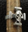 Photo7: Quarter Skull On Square Hammer Cross Ring (7)