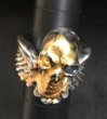 Photo3: 18k Gold Blood Face Skull Wing Ring (3)