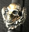 Photo4: 18k Gold Blood Face Skull Wing Ring (4)