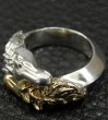 Photo5: 18k Gold & Silver Horse Triangle Wire Bangle Ring Platinum Finish (5)