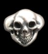 Photo1: Old Single Skull Solid Silver Ring (1)