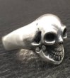 Photo9: Old Single Skull Solid Silver Ring (9)