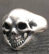 Photo8: Old Single Skull Solid Silver Ring (8)