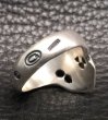 Photo5: Old Single Skull Solid Silver Ring (5)