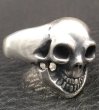 Photo3: Old Single Skull Solid Silver Ring (3)