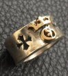 Photo14: 18K Gold High Raised G & Crown On Wide Cigar Band Ring (14)