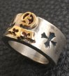 Photo11: 18K Gold High Raised G & Crown On Wide Cigar Band Ring (11)