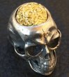 Photo5: 10K Gold Pure Gold Mud Finish Brains Large Skull Full Head Ring (5)