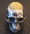 Photo4: 10K Gold Pure Gold Mud Finish Brains Large Skull Full Head Ring (4)