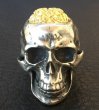 Photo3: 10K Gold Pure Gold Mud Finish Brains Large Skull Full Head Ring (3)