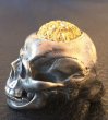 Photo2: 10K Gold Pure Gold Mud Finish Brains Large Skull Full Head Ring (2)